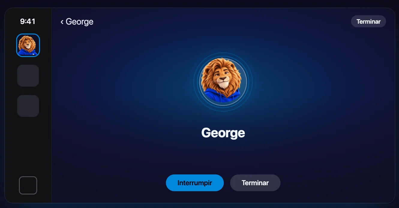 George en CarPlay: conversación por voz con botones Interrumpir y Terminar
